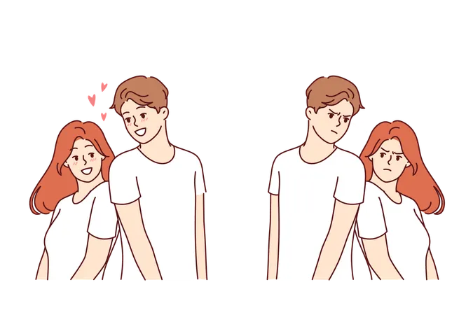 Problems in relationship of married couple sharply worsen mood due to lack of common interests  Illustration