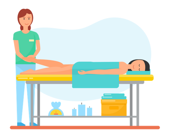 Procedimento de cuidado dos pés do massagista profissional  Ilustração