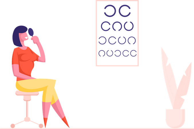 Procedimento de verificação da visão na clínica  Ilustração