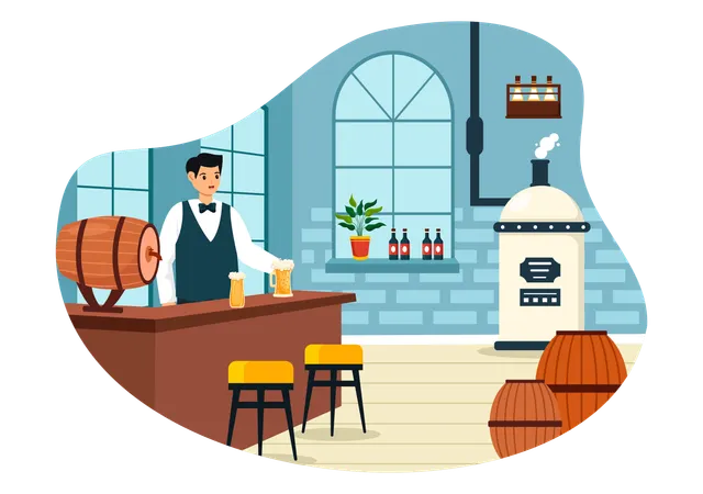 Procedimientos de la instalación de elaboración de cerveza  Ilustración