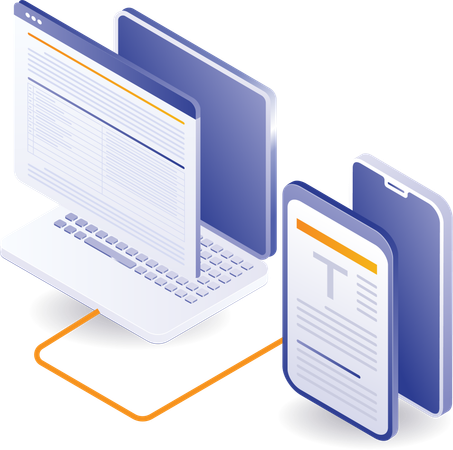 Trabajo de procesamiento de datos informáticos con teléfonos inteligentes  Ilustración