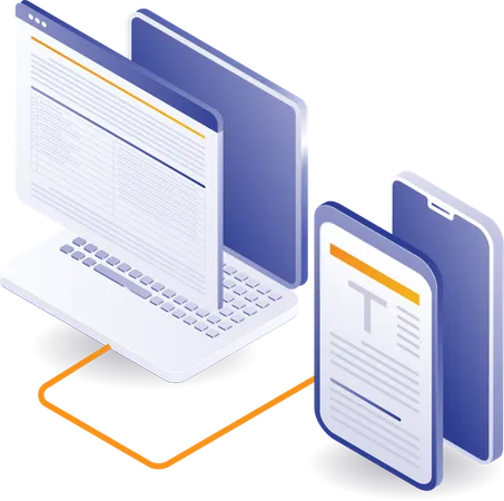 Trabajo de procesamiento de datos informáticos con teléfonos inteligentes  Ilustración