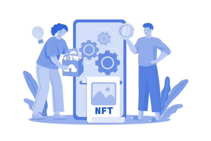 Proceso de acuñación nft  Ilustración