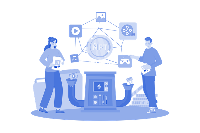 Proceso de acuñación nft  Ilustración