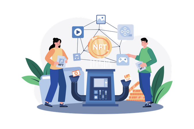 Proceso de acuñación nft  Ilustración