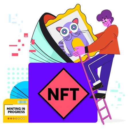 Proceso de acuñación nft  Ilustración