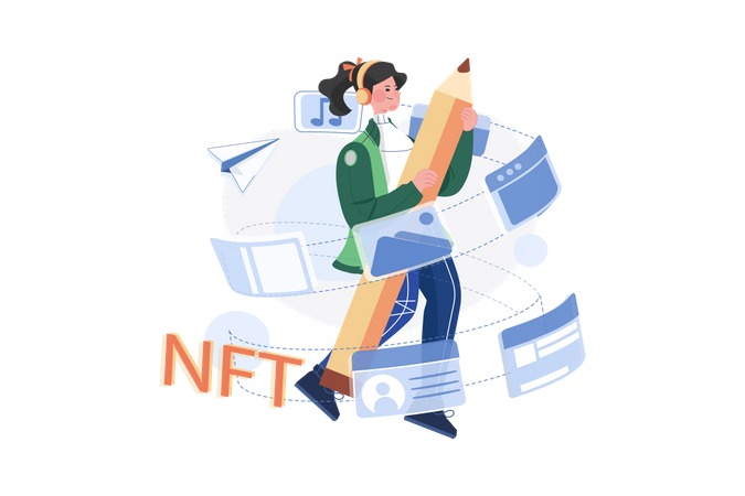 Proceso de acuñación nft  Ilustración