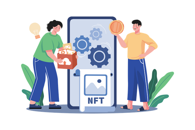 Proceso de acuñación nft  Ilustración