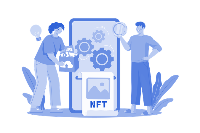Proceso de acuñación nft  Ilustración