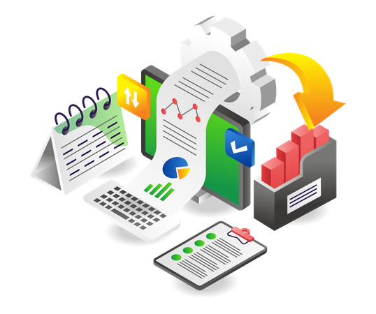 Proceso de análisis de documentos de datos.  Ilustración