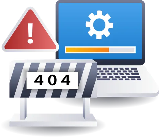 Proceso de carga del código de error de reparación 404  Ilustración