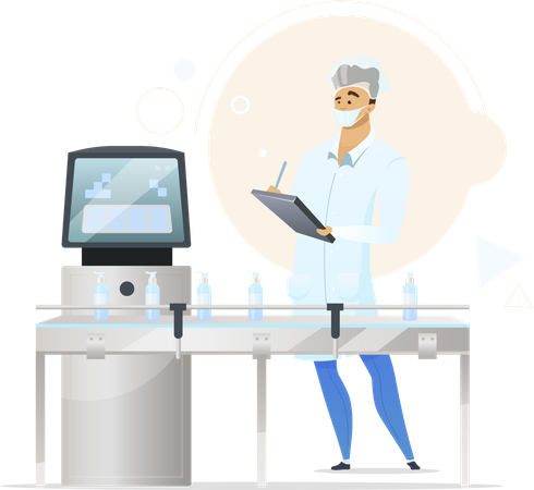 Proceso de fabricación de cosméticos.  Ilustración