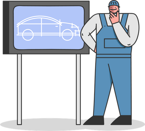 Proceso de fabricación de producción de fábrica de automóviles.  Ilustración