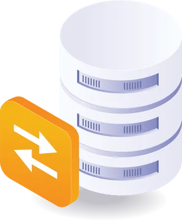 Proceso de transferencia de la base de datos del servidor  Ilustración