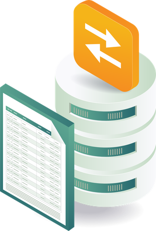 Transferencia de datos de proceso con el ordenador servidor  Ilustración