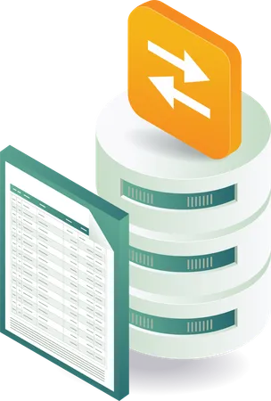 Transferencia de datos de proceso con el ordenador servidor  Ilustración