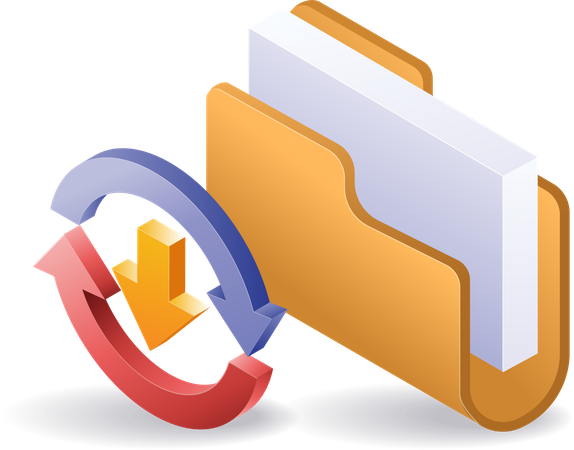 Proceso de transferencia de datos de carpetas de archivos de datos de tecnología  Ilustración