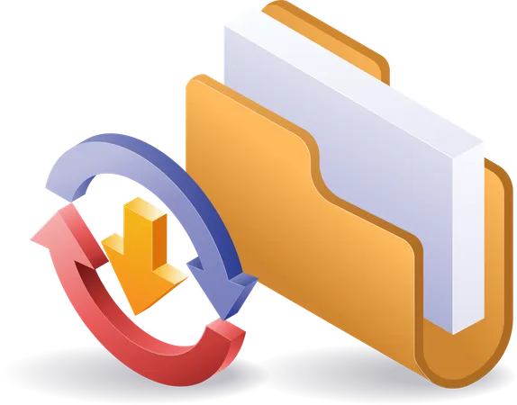 Proceso de transferencia de datos de carpetas de archivos de datos de tecnología  Ilustración