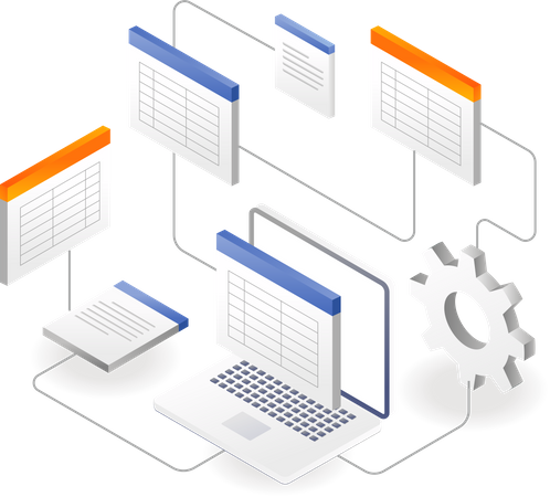 Proceso y configuración de la base de datos de red  Ilustración