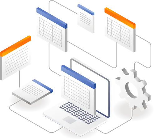 Proceso y configuración de la base de datos de red  Ilustración