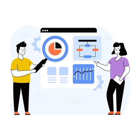 Process Analysis Flat Illustration In Colorful Graphics Illustration