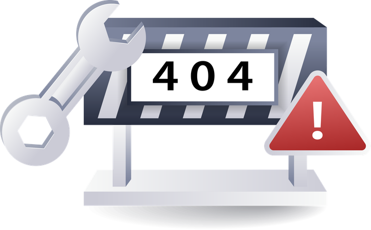 Process of fixing error code 404 in internet technology  Illustration