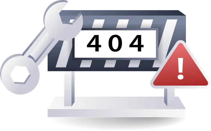 Process of fixing error code 404 in internet technology  Illustration