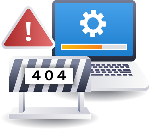 Process of loading repair error code 404  Illustration