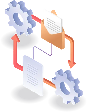Process of sending and receiving data email  Illustration
