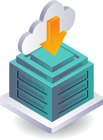 Process of Uploading and Downloading on Computer Servers  Illustration