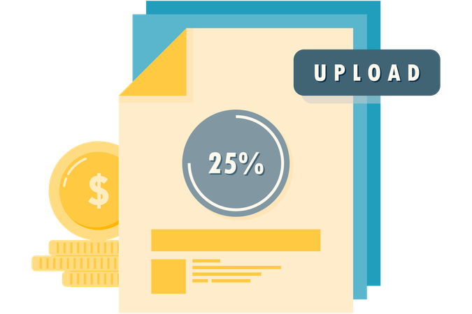 Process of uploading financial data  Illustration