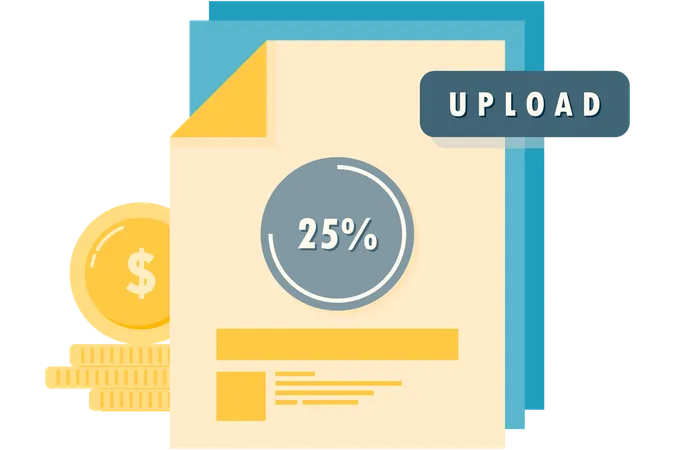 Process of uploading financial data  Illustration