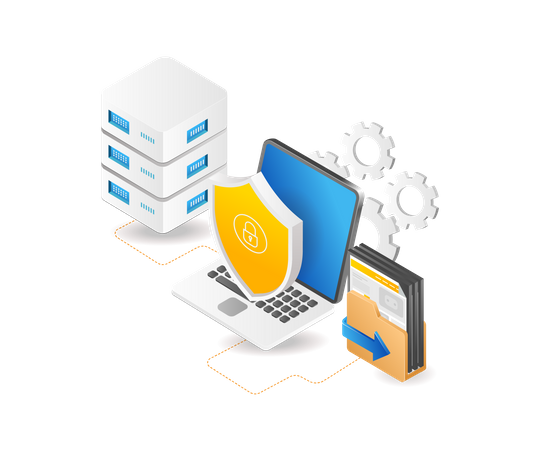 Process server data security computer  Illustration