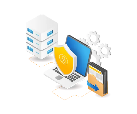 Process server data security computer  Illustration