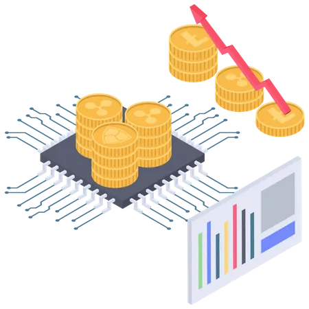 Processador analítico de pisada de criptomoeda  Ilustração