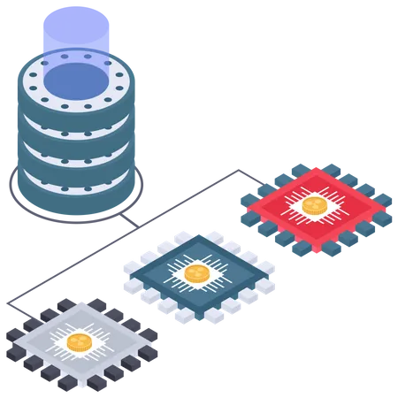 Processador de servidor ripple  Ilustração