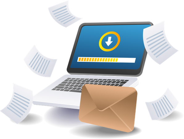 Processo de download de dados do computador  Ilustração