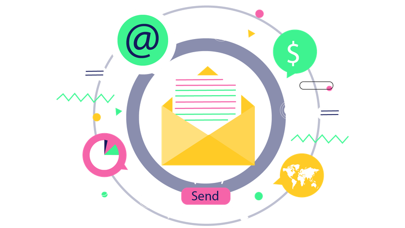 Processo de e-mail marketing  Ilustração