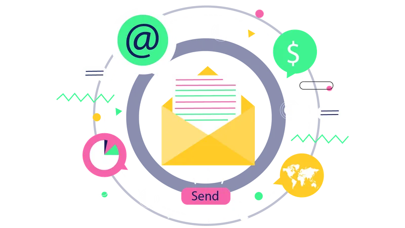 Processo de e-mail marketing  Ilustração