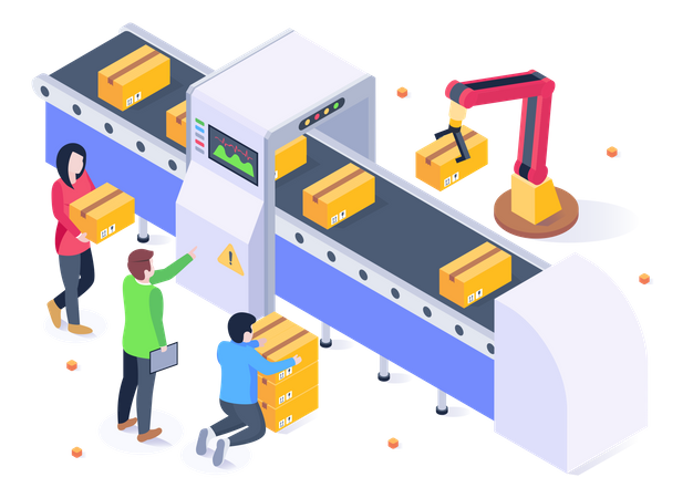 Processo de embalagem automática  Ilustração