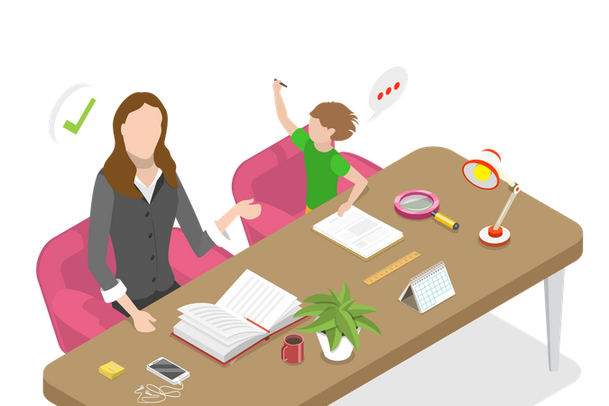Processo de estudo em casa  Ilustração