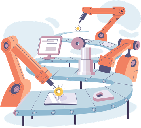 Processo de fabricação na indústria automatizada  Ilustração