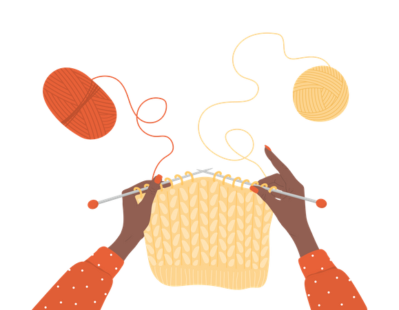 Processo de tricô  Ilustração