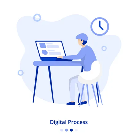 Processo digital de ilustração plana  Ilustração