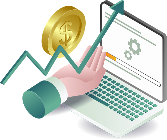 Processus d'analyse et de croissance des entreprises en ligne  Illustration