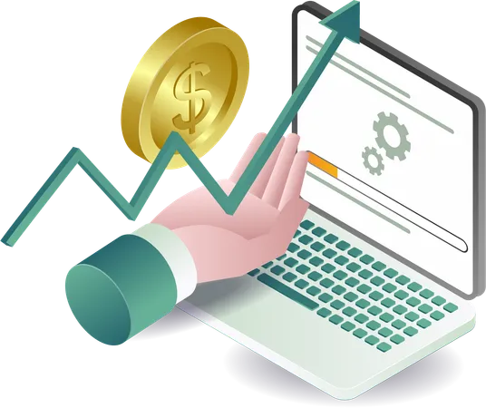 Processus d'analyse et de croissance des entreprises en ligne  Illustration