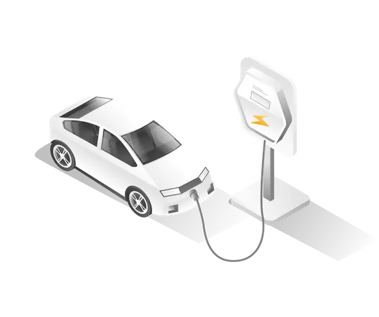 Processus de recharge des voitures électriques  Illustration