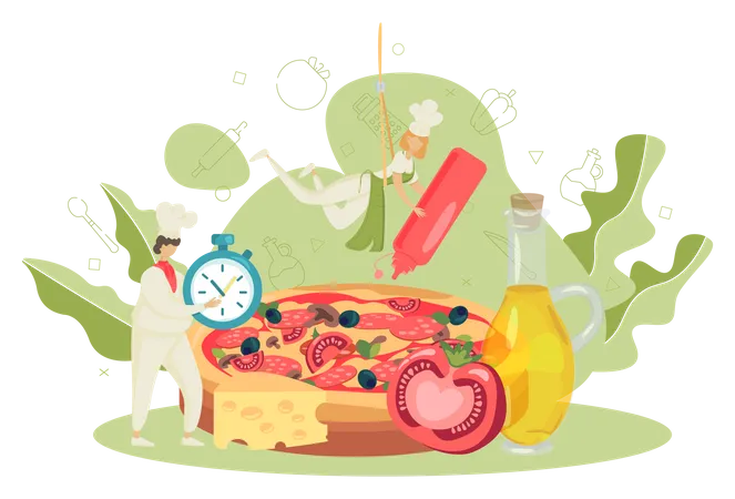 Processus de fabrication de pizza  Illustration