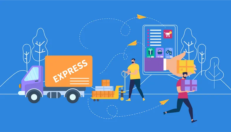 Processus de livraison express  Illustration