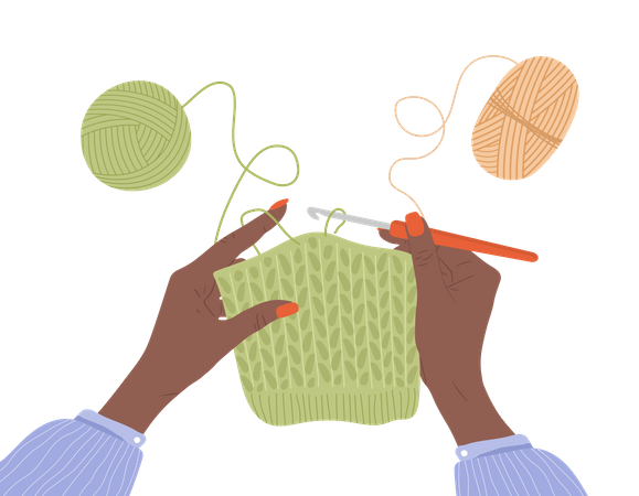 Processus de tricot au crochet  Illustration